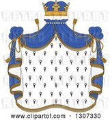 Vector Clip Art of Retro Crown and Patterned Royal Mantle with Blue Drapes by Vector Tradition SM