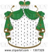 Vector Clip Art of Retro Crown and Patterned Royal Mantle with Green Drapes by Vector Tradition SM