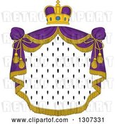 Vector Clip Art of Retro Crown and Patterned Royal Mantle with Purple Drapes by Vector Tradition SM