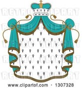 Vector Clip Art of Retro Crown and Patterned Royal Mantle with Turquoise Drapes by Vector Tradition SM