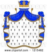 Vector Clip Art of Retro Crown and Royal Mantle with Blue Drapes by Vector Tradition SM