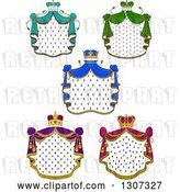 Vector Clip Art of Retro Crowns and Patterned Royal Mantlse with Different Colored Drapes by Vector Tradition SM
