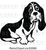 Vector Clip Art of Retro Crying Basset Hound by Prawny Vintage