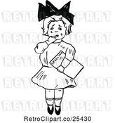 Vector Clip Art of Retro Crying Girl Holding a Spelling Paper by Prawny Vintage