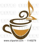 Vector Clip Art of Retro Cup of Brown Tea with a Leaf 1 by Vector Tradition SM