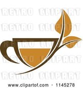 Vector Clip Art of Retro Cup of Brown Tea with a Leaf 2 by Vector Tradition SM