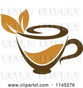 Vector Clip Art of Retro Cup of Brown Tea with a Leaf 3 by Vector Tradition SM