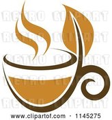 Vector Clip Art of Retro Cup of Brown Tea with a Leaf 4 by Vector Tradition SM