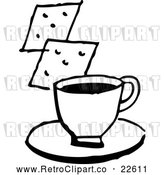 Vector Clip Art of Retro Cup of Coffee or Soup and Crackers by BestVector