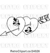 Vector Clip Art of Retro CupChildren Arrow Through a Couple in Hearts by Prawny Vintage
