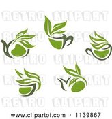Vector Clip Art of Retro Cups of Green Tea or Coffee 2 by Vector Tradition SM