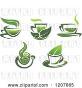 Vector Clip Art of Retro Cups of Green Tea or Coffee 3 by Vector Tradition SM