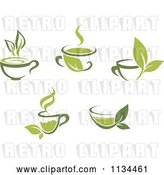 Vector Clip Art of Retro Cups of Green Tea or Coffee by Vector Tradition SM