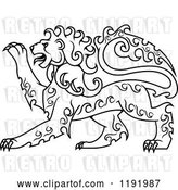 Vector Clip Art of Retro Curly Haired Royal Heraldic Lion 2 by Vector Tradition SM