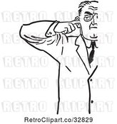 Vector Clip Art of Retro Cut off Guy Plugging His Ear by Picsburg