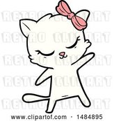 Vector Clip Art of Retro Cute Cartoon Cat with Bow by Lineartestpilot
