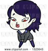 Vector Clip Art of Retro Cute Cartoon Vampire Girl by Lineartestpilot