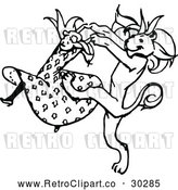 Vector Clip Art of Retro Dancing Girl and Lion by Prawny Vintage