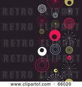 Vector Clip Art of Retro Dark Background with Colorful Bursts and Circles by KJ Pargeter