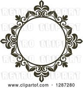 Vector Clip Art of Retro Dark Brown Round Ornate Floral Frame 2 by Vector Tradition SM