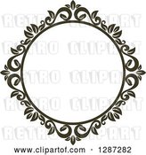Vector Clip Art of Retro Dark Brown Round Ornate Floral Frame 4 by Vector Tradition SM