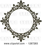 Vector Clip Art of Retro Dark Brown Round Ornate Floral Frame 5 by Vector Tradition SM