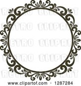 Vector Clip Art of Retro Dark Brown Round Ornate Floral Frame 6 by Vector Tradition SM
