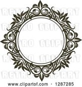 Vector Clip Art of Retro Dark Brown Round Ornate Floral Frame 7 by Vector Tradition SM