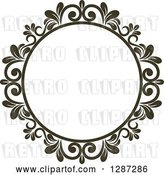 Vector Clip Art of Retro Dark Brown Round Ornate Floral Frame 8 by Vector Tradition SM