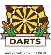 Vector Clip Art of Retro Dart Board in the Shape of Iowa State with Corn over Darts Text by Patrimonio