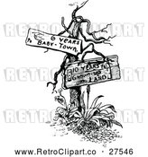 Vector Clip Art of Retro Dead Tree with Signs 2 by Prawny Vintage