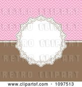 Vector Clip Art of Retro Decorative Circular Frame over a Pink Chevron Pattern and Brown by KJ Pargeter