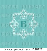 Vector Clip Art of Retro Decorative Design with Letter B over Turquoise Stripes by KJ Pargeter