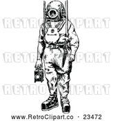 Vector Clip Art of Retro Deep Sea Diver Suit 1 by Prawny Vintage