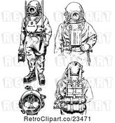 Vector Clip Art of Retro Deep Sea Diver Suits by Prawny Vintage