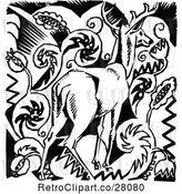 Vector Clip Art of Retro Deer and Floral Design by Prawny Vintage