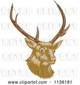 Vector Clip Art of Retro Deer Head with Antlers by Patrimonio
