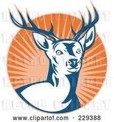 Vector Clip Art of Retro Deer Stag and Burst Logo by Patrimonio