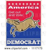 Vector Clip Art of Retro Democratic Party Donkey Bucking with Vote Text by Patrimonio