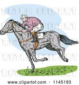 Vector Clip Art of Retro Derby Horse Race Jockey 3 by Patrimonio