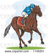 Vector Clip Art of Retro Derby Jockey Racing a Horse 3 by Patrimonio