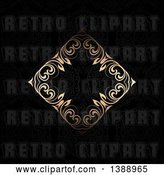 Vector Clip Art of Retro Diamond Floral Gold Frame on a Black Background by KJ Pargeter