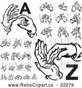 Vector Clip Art of Retro Digital Collage of Alphabet Sign Language Hands, a Through Z by BestVector