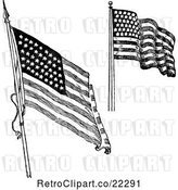 Vector Clip Art of Retro Digital Collage of American Flags Waving by BestVector