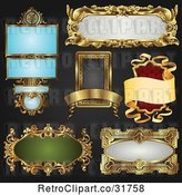 Vector Clip Art of Retro Digital Collage of Antique and Styled Ornate Frame Designs on Black - 3 by AtStockIllustration