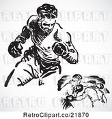 Vector Clip Art of Retro Digital Collage of Boxers Fighting by BestVector