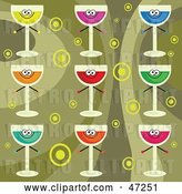 Vector Clip Art of Retro Digital Collage of Colorful Drinks on a Circle Background by Prawny