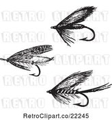 Vector Clip Art of Retro Digital Collage of Fly Fishing Hooks - 1 by BestVector