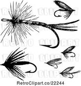 Vector Clip Art of Retro Digital Collage of Fly Fishing Hooks - 2 by BestVector
