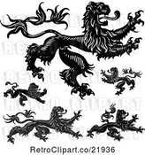 Vector Clip Art of Retro Digital Collage of Gothic Lions by BestVector